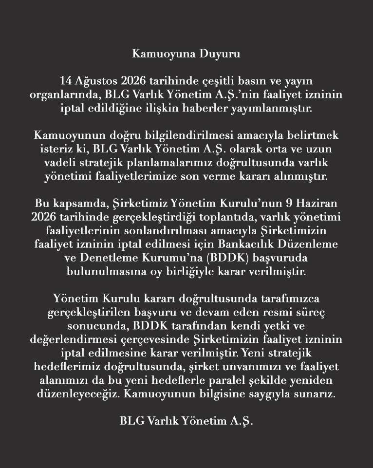 BLG Varlık Duyuru